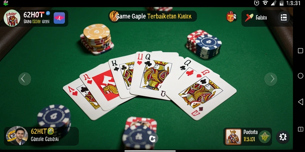 Screenshot gameplay 62HOT menampilkan keseruan bermain Gaple.