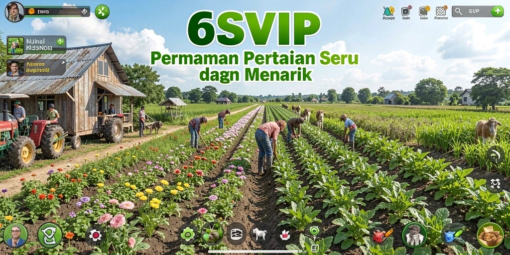 Tangkapan layar game 6SVIP menampilkan aktivitas bertani yang seru.