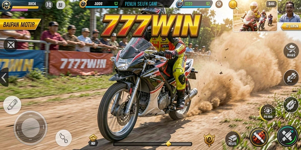 Gameplay mendebarkan di lintasan balap motor.