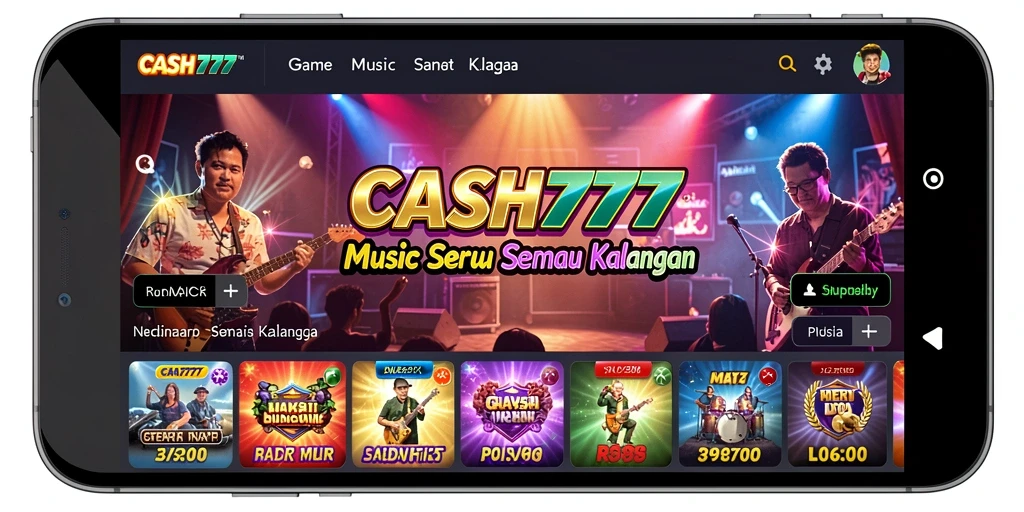 Gameplay seru musik CASH777 dengan fitur interaktif dan kompetisi.