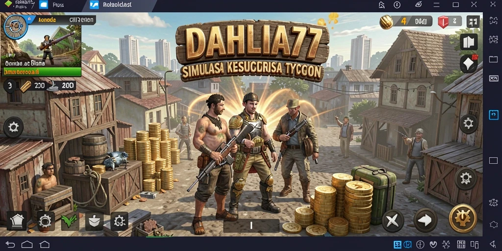 Tangkapan layar utama DAHLIA77 yang menunjukkan keseruan gameplay Tycoon.