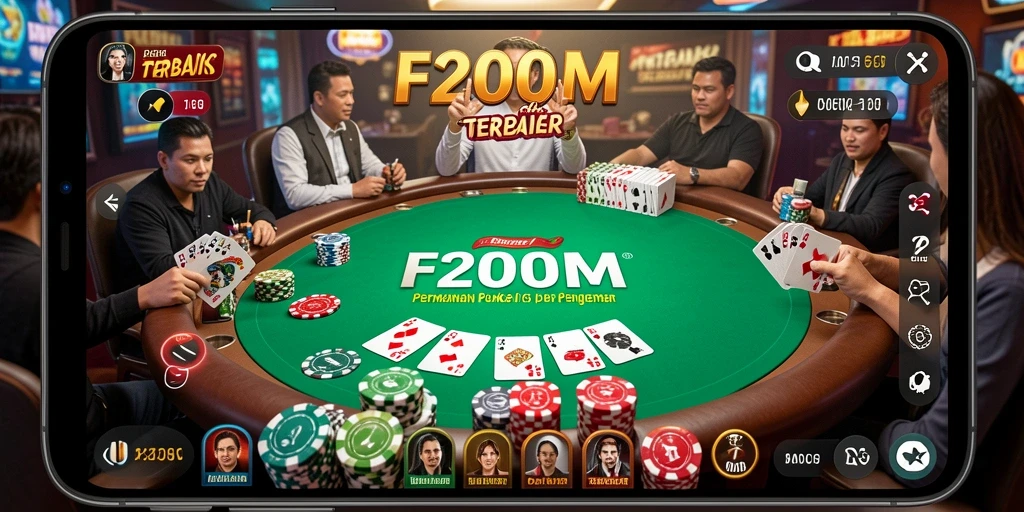 Screenshot F200M menampilkan aksi seru dalam permainan Poker.