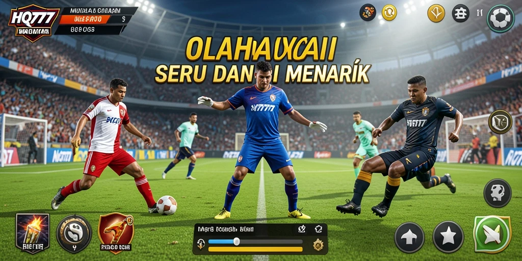 Screenshot utama menunjukkan gameplay olahraga yang dinamis dan interaktif.