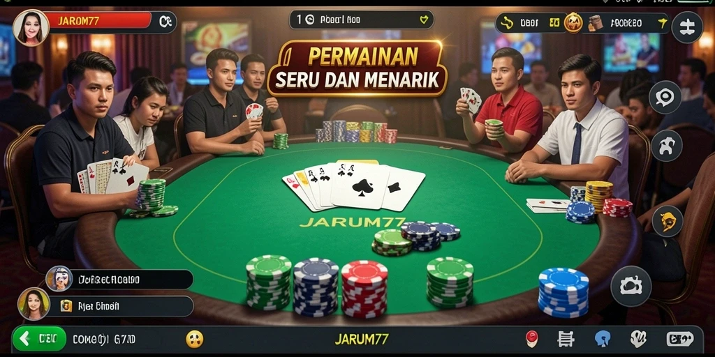 Tampilan gameplay Poker yang menegangkan di JARUM77