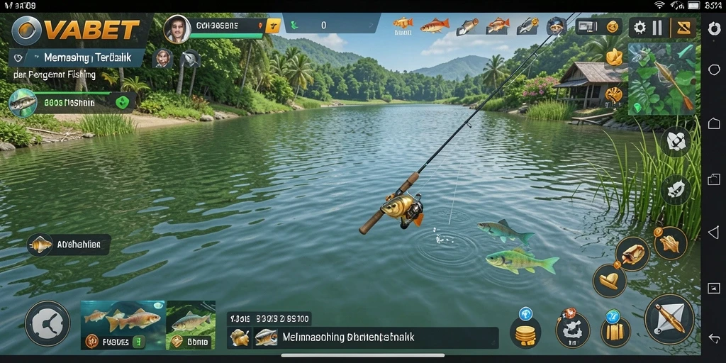 Tampilan gameplay menarik di OVABET saat menangkap ikan besar.