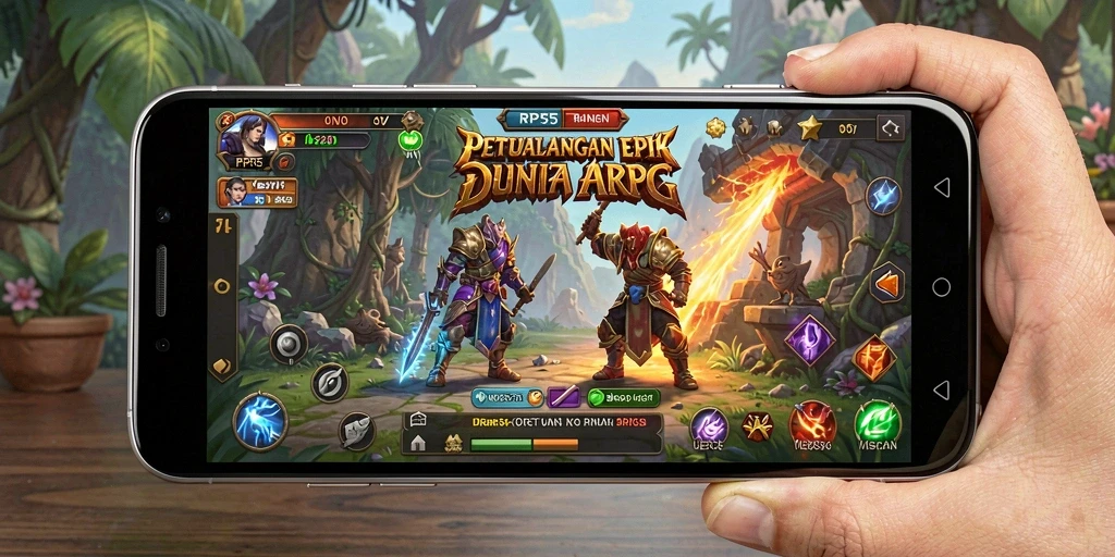 Gameplay menarik RP55 dengan karakter yang beraksi di dunia fantasi.