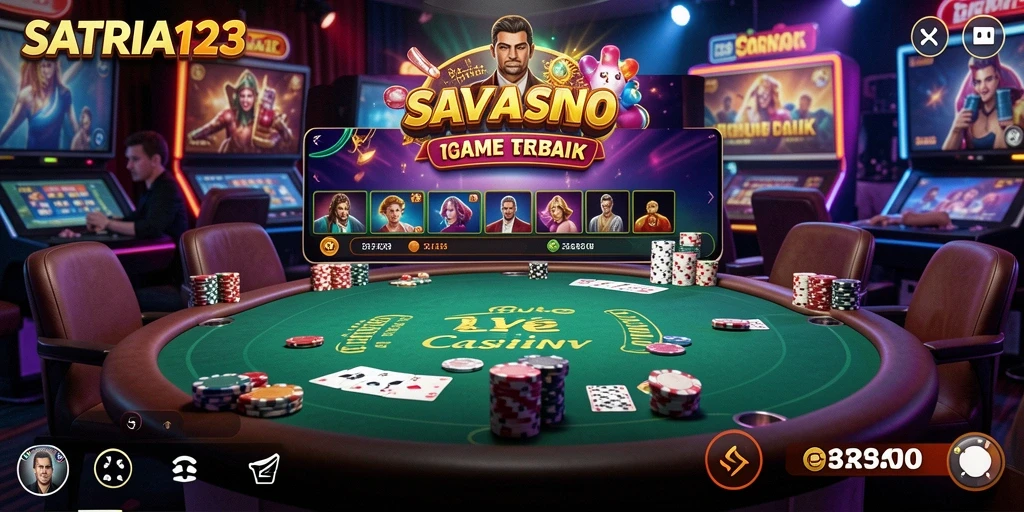 Tampilan utama SATRIA123 dengan dealer langsung di game Live Casino.