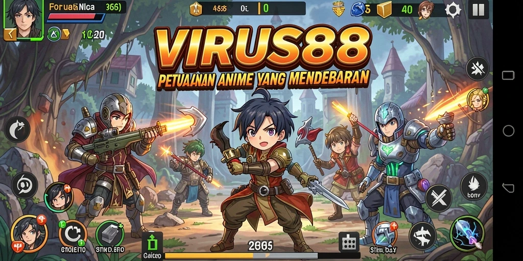 Menampilkan aksi menakjubkan dalam gameplay Anime VIRUS88.