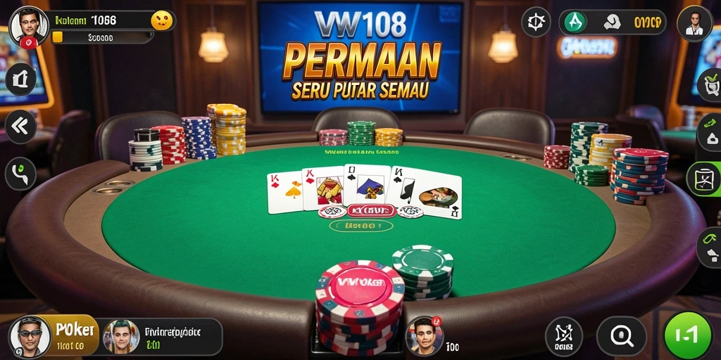 Screenshot gameplay VW108 menampilkan suasana bermain poker yang seru dan interaktif.