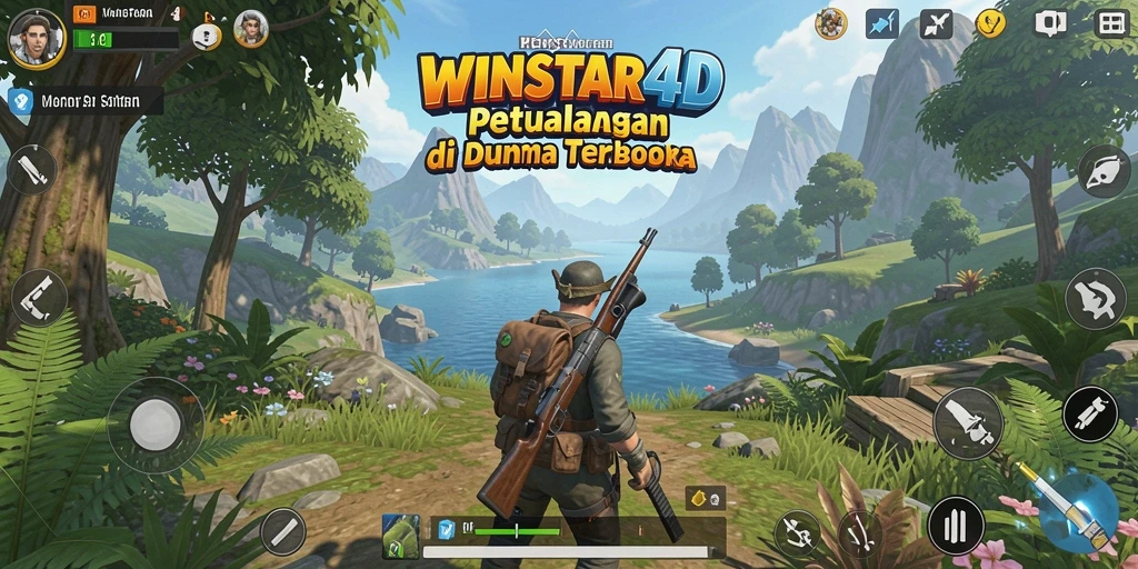 Screenshot gameplay WINSTAR4D menampilkan petualangan yang mendebarkan.