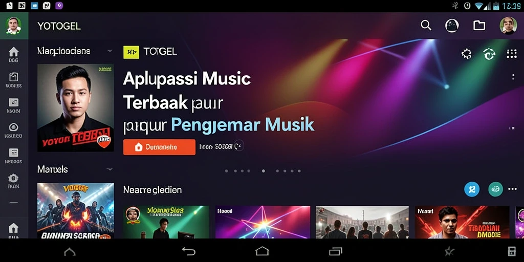 Screenshot YOTOGEL menampilkan antarmuka pengguna dengan banyak pilihan lagu.